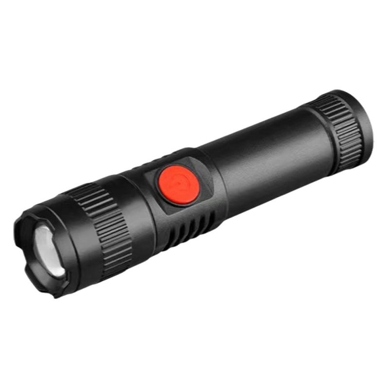 Portable, compact, high-powered rechargeable LED flashlight for emergency use and outdoor use.